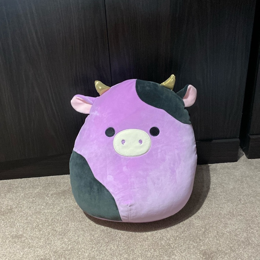 Squishmallows Purple Black Gold Cow Plush